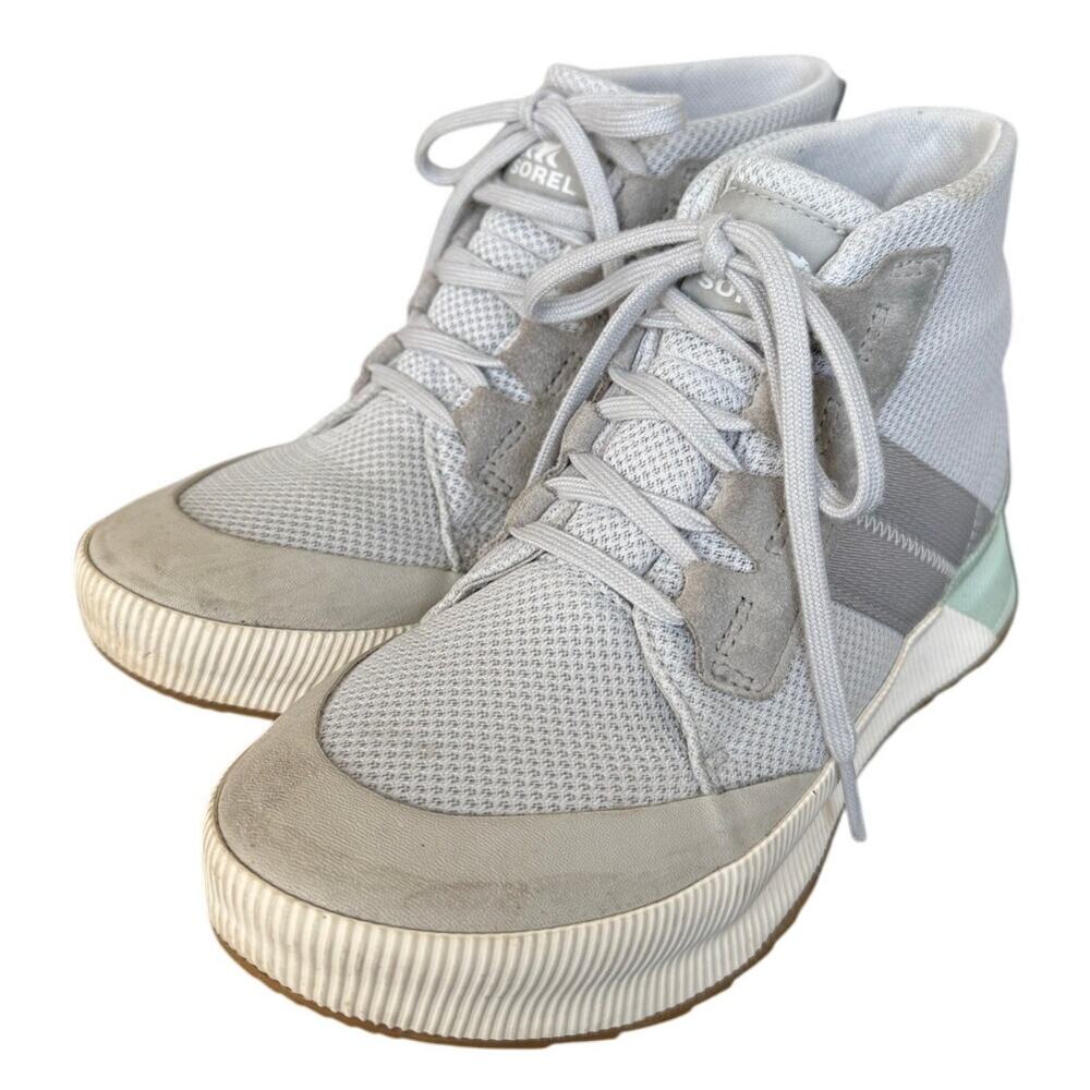Sorel Gray Out 'N About III Mid Sneaker Lace Up Waterproof Mesh/Suede Upper-8.5